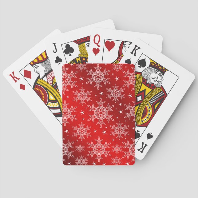 red,bright, star, fabric, ornament, modern, textil playing cards (Back)