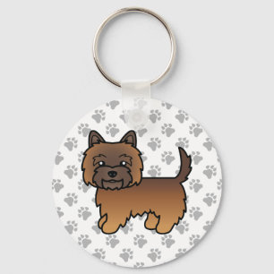 Red Brindle Cairn Terrier Cute Cartoon Dog Key Ring