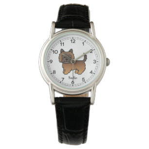 Red Brindle Cairn Terrier Cute Cartoon Dog & Name Watch