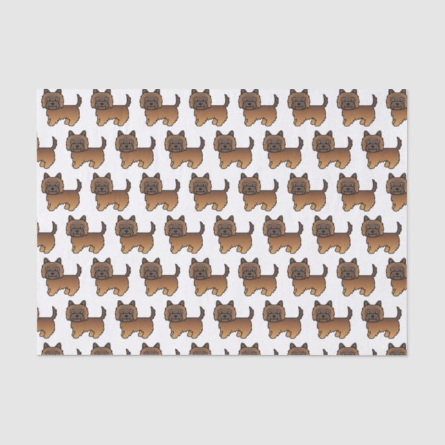 Red Brindle Cairn Terrier Cute Cartoon Dog Pattern Tissue Paper (Front)