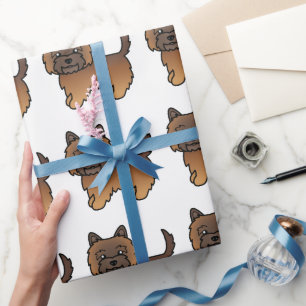 Red Brindle Cairn Terrier Cute Cartoon Dog Pattern Wrapping Paper