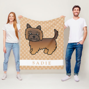Red Brindle Cairn Terrier Dog & Custom Name Fleece Blanket
