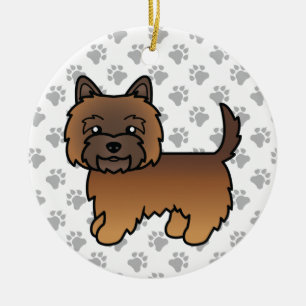 Red Brindle Cairn Terrier Dog Illustration & Paws Ceramic Ornament