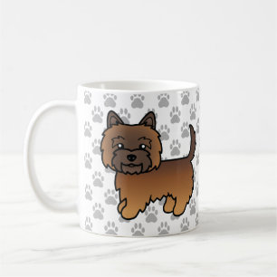 Red Brindle Cairn Terrier Dog Illustration & Paws Coffee Mug