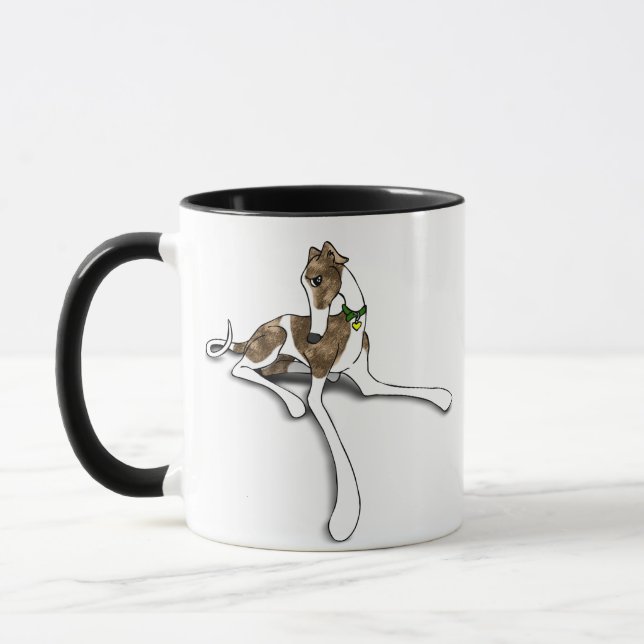 Red Brindle Greyhound Original Art Illustration Mug (Left)