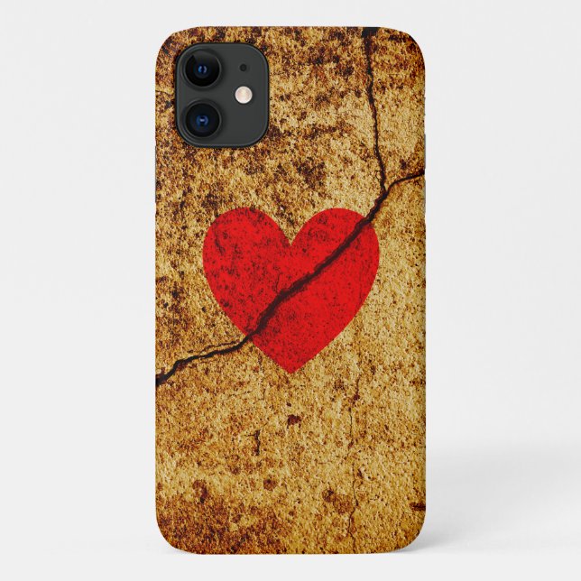 Red broken heart on a gold wall Case-Mate iPhone case (Back)