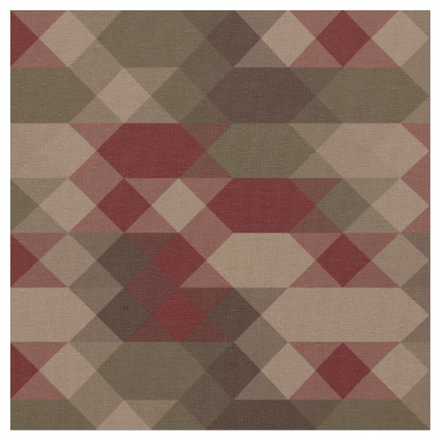 Red bronze and olive geometric fabric (Close Up)