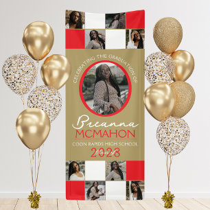 Red & Bronze Gold Photo Collage Graduation Vinyl Banner