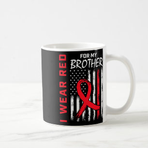 Red Brother Heart Disease Awareness Usa Flag Match Coffee Mug