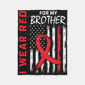 Red Brother Heart Disease Awareness Usa Flag Match Fleece Blanket