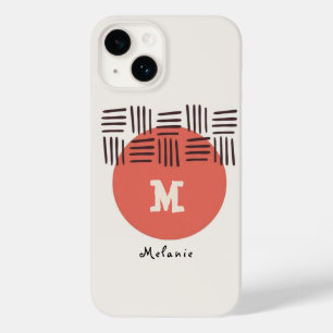 Red brown abstract aesthetic minimal Monogram Case-Mate iPhone 14 Case