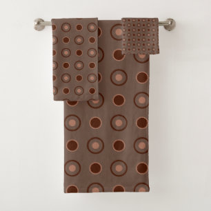 Red, brown and Rust dots Bath Towel Set