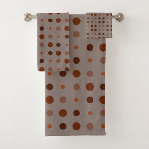 Red, brown and Rust dots Bath Towel Set