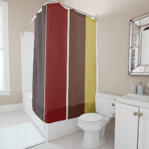 Red, Brown and Yellow stripes Shower Curtain