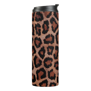 Red Brown Black Leopard Animal Print Thermal Tumbler
