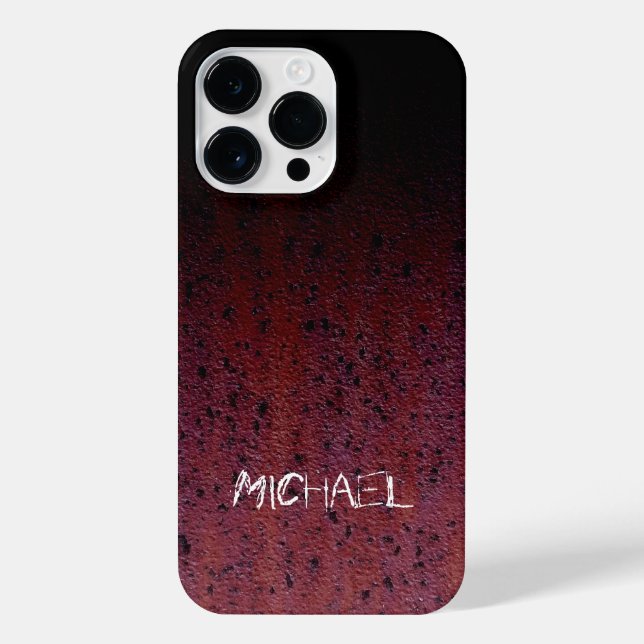 Red Brown Black Ombre Rust Metal Custom name iPhone Case (Back)