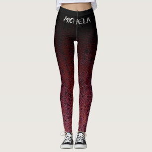 Red Brown Black Ombre Rust Metal Patina Your name Leggings