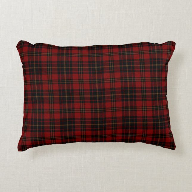 Red Brown Black Tartan Plaid Scottish Pattern Decorative Cushion (Front)