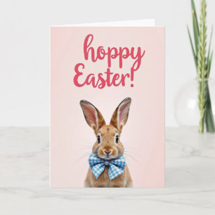 Red Brown Bunny Bow Card