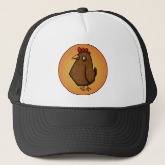 Red Brown Chicken Standing Tall Trucker Hat