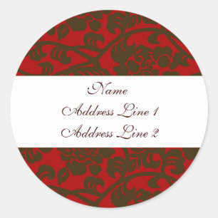 Red Brown Damask Address Labels