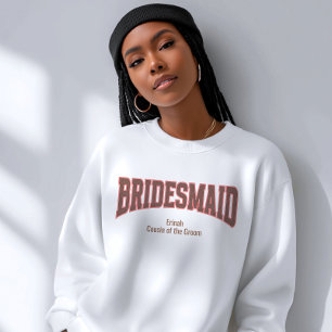 Red + Brown Faux Glitter Varsity BRIDESMAID Sweatshirt