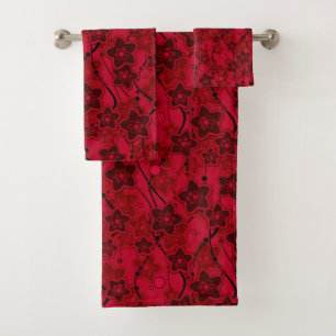 red brown floral rustic fashion pattern retro bath towel set
