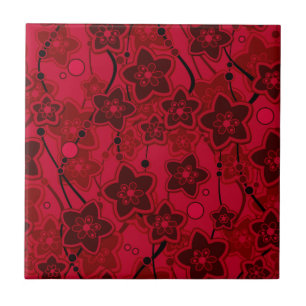 red brown floral rustic fashion pattern retro ceramic tile