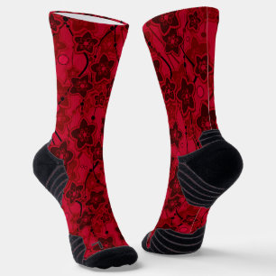red brown floral rustic fashion pattern retro socks