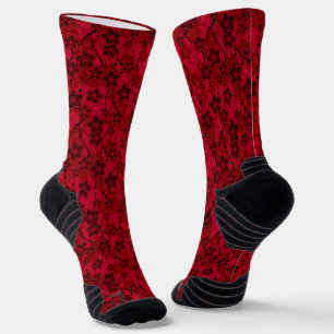 red brown floral rustic fashion pattern retro socks