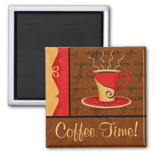 Red Brown Gold Espresso Coffee Art Custom Name Magnet