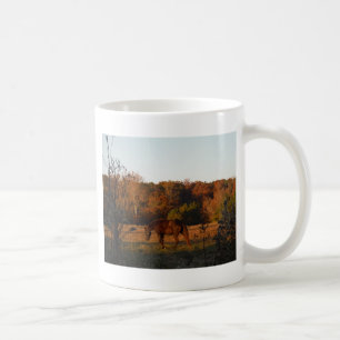 Red  Brown horse, autumn woods. Coffee Mug