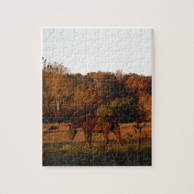 Red  Brown horse, autumn woods. Jigsaw Puzzle (Vertical)