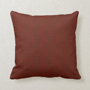 Red Brown Houndstooth Glen Check Pattern Cushion