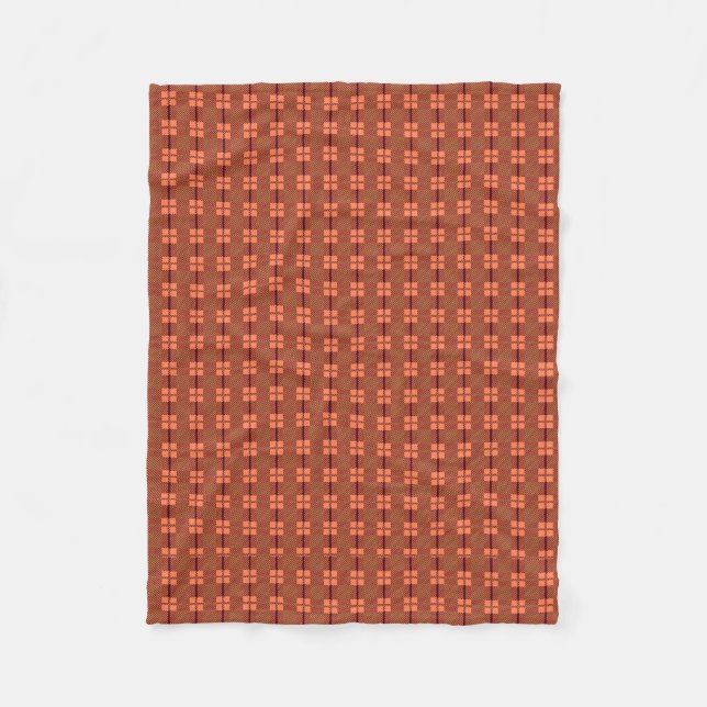 Red Brown Intricate Pattern Fleece Blanket (Front)