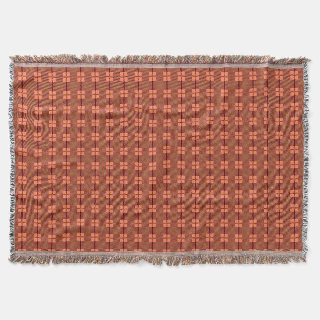Red Brown Intricate Pattern Throw Blanket (Front)