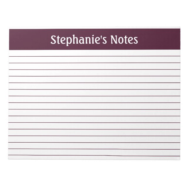 Red Brown Lined 11 x 8.5 Landscape Personalised Notepad (Front)