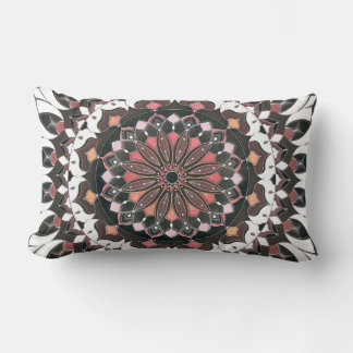 Red Brown Mandala Round Cushion