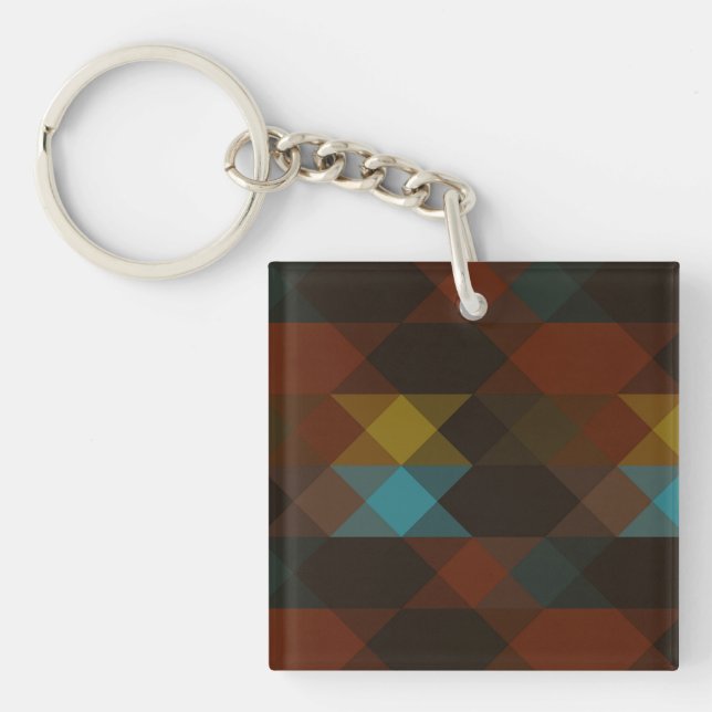 red brown olive yellow and turquoise key ring (Front)