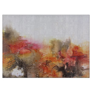 Red Brown Orange White Modern Abstract Art Cutting Board