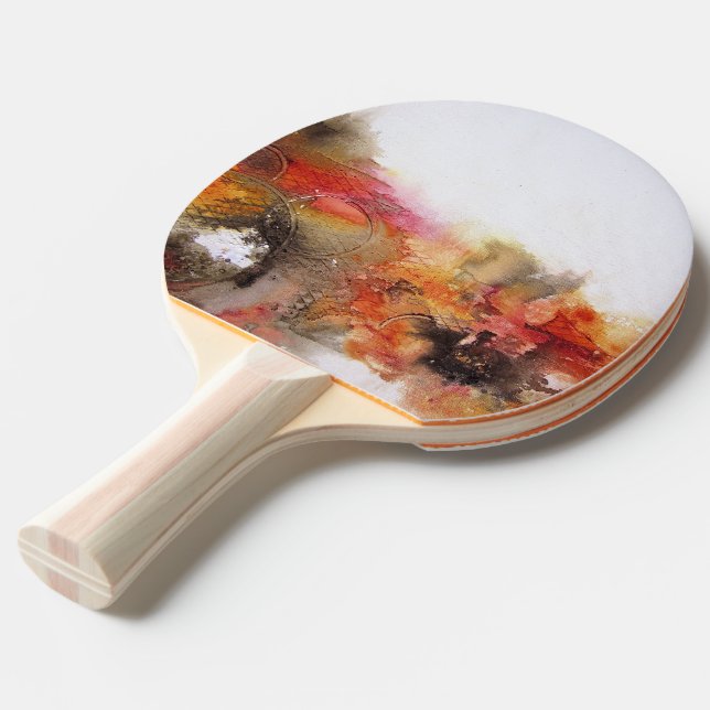 Red Brown Orange White Modern Abstract Art Ping Pong Paddle (Front Angle)