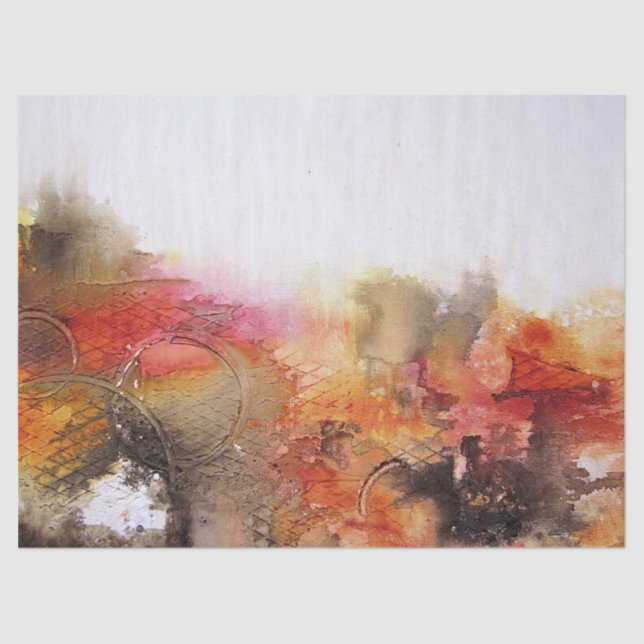 Red Brown Orange White Modern Abstract Art Tissue Paper (Front)