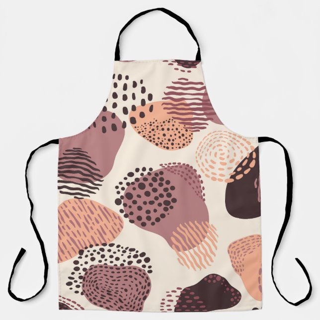 Red Brown Organic, Abstract Shapes. Apron (Front)