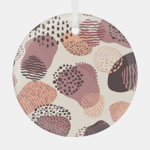 Red Brown Organic, Abstract Shapes. Glass Tree Decoration