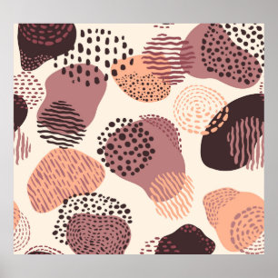 Red Brown Organic, Abstract Shapes. Poster