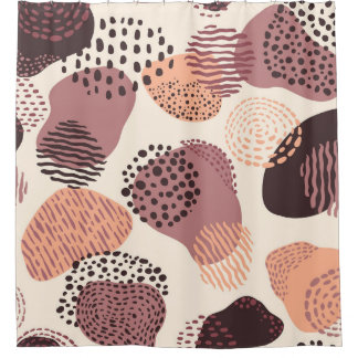 Red Brown Organic, Abstract Shapes. Shower Curtain