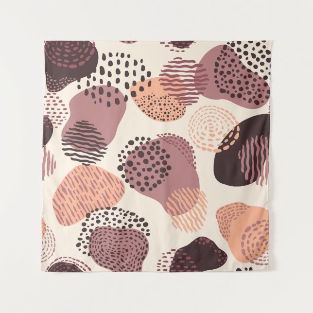 Red Brown Organic, Abstract Shapes. Tapestry (Front)