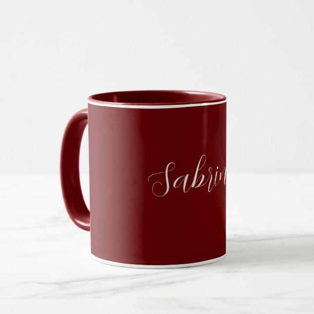 Red Brown Professional Calligraphy Add Name Mug (Front Left)