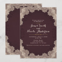 Red Brown Suede Leather Vintage Lace Wedding