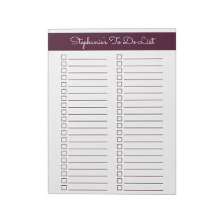 Red Brown Vertical 8.5x11 Two Column Checklist Notepad